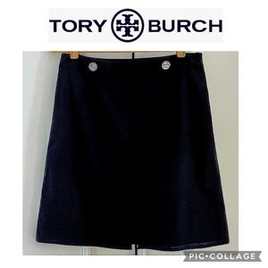 Tory Burch Black Skirt Silver Logo Buttons